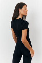 Sculpting Short Sleeve Wide Leg Jumpsuit