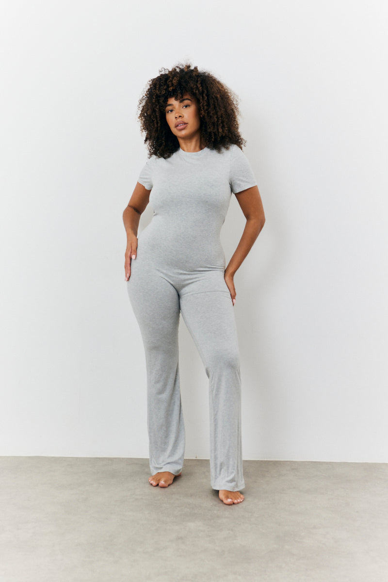 Sculpting Short Sleeve Wide Leg Jumpsuit