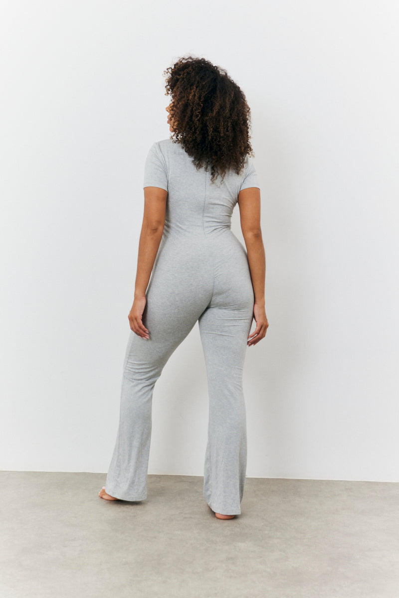 Sculpting Short Sleeve Wide Leg Jumpsuit