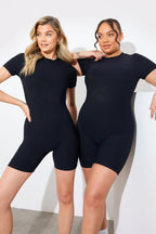 Built-in Bra Short Sleeve Sculpt and Control Short Unitard
