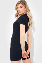 Built-in Bra Short Sleeve Sculpt and Control Short Unitard