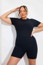Built-in Bra Short Sleeve Sculpt and Control Short Unitard