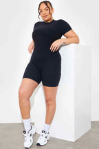 Built-in Bra Short Sleeve Sculpt and Control Short Unitard