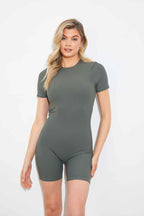 Built-in Bra Short Sleeve Sculpt and Control Short Unitard