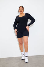 Built-In Bra Long Sleeve Sculpt and Control Short Unitard