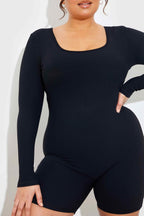 Built-In Bra Long Sleeve Sculpt and Control Short Unitard