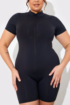 Contour Built-In Bra Short Sleeve Short Leg Half Zip Unitard