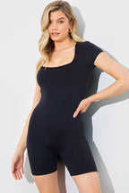 Contour Built-In Bra Short Sleeve Short Leg Square Neck Unitard