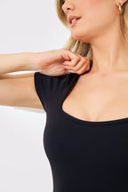 Contour Built-In Bra Short Sleeve Short Leg Square Neck Unitard