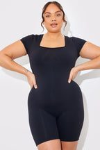 Contour Built-In Bra Short Sleeve Short Leg Square Neck Unitard