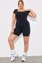 Contour Built-In Bra Short Sleeve Short Leg Square Neck Unitard