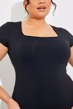 Contour Built-In Bra Short Sleeve Short Leg Square Neck Unitard