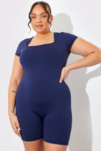 Contour Built-In Bra Short Sleeve Short Leg Square Neck Unitard