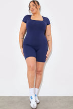 Contour Built-In Bra Short Sleeve Short Leg Square Neck Unitard