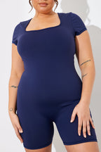 Contour Built-In Bra Short Sleeve Short Leg Square Neck Unitard