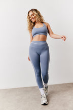 Light Blue Contrast Piping Cross Back Co-Ord Sports Bra