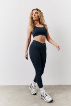 Indigo Blue Contrast Piping Co-Ord Wrap Leggings