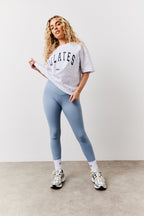 Blue Soft Touch Cross Over Leggings