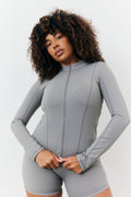 Soft Touch Seam Detail Zip Through Jacket