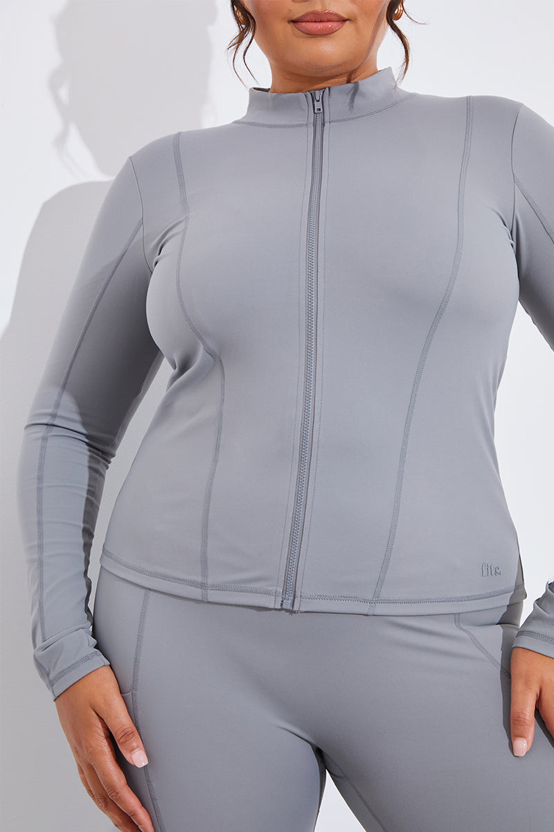 Soft Touch Seam Detail Zip Through Jacket