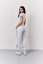 Grey Marl Fits Side Stripe Cuffed Co-Ord Jogger