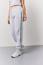 Grey Marl Fits Side Stripe Cuffed Co-Ord Jogger