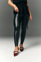 Perfect Sculpting High Waisted Leather Look Leggings With Back Pocket