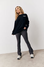 Charcoal High Waisted Sculpt and Control Kick Flare Ribbed Trouser