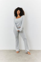 Sculpting Fold Over Waistband Flare Leg Trouser