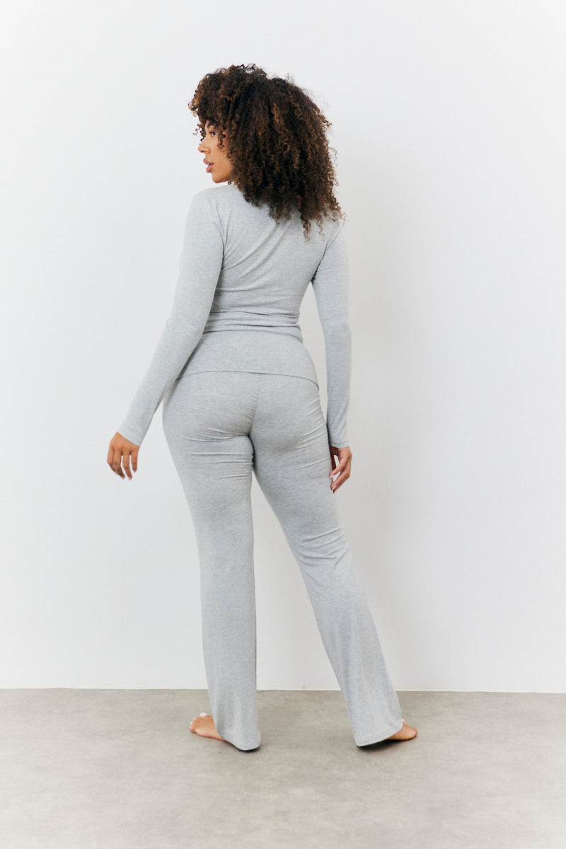 Sculpting Fold Over Waistband Flare Leg Trouser