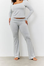 Sculpting Fold Over Waistband Flare Leg Trouser