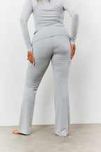 Sculpting Fold Over Waistband Flare Leg Trouser