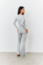 Sculpting Fold Over Waistband Flare Leg Trouser