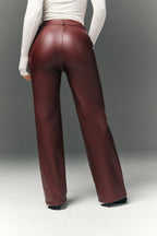 Perfect Sculpting High Waisted Leather Look Straight Leg Trouser