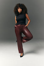 Perfect Sculpting High Waisted Leather Look Straight Leg Trouser
