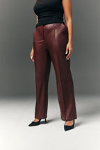 Perfect Sculpting High Waisted Leather Look Straight Leg Trouser