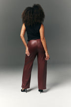 Perfect Sculpting High Waisted Leather Look Straight Leg Trouser