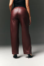 Perfect Sculpting High Waisted Leather Look Straight Leg Trouser