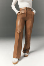 Perfect Sculpting High Waisted Leather Look Straight Leg Trouser