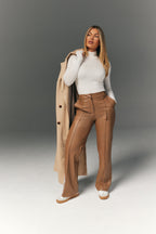 Perfect Sculpting High Waisted Leather Look Straight Leg Trouser