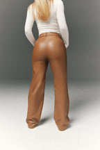 Perfect Sculpting High Waisted Leather Look Straight Leg Trouser
