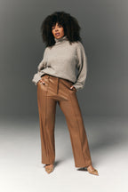 Perfect Sculpting High Waisted Leather Look Straight Leg Trouser