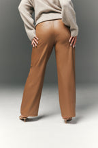 Perfect Sculpting High Waisted Leather Look Straight Leg Trouser