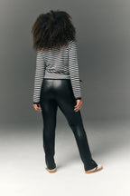 Perfect Sculpting High Waisted Leather Look Zip Front Legging