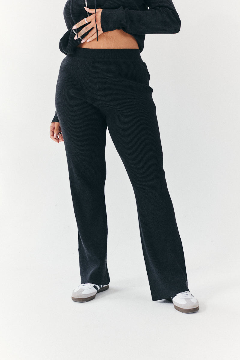 Rib Knit Co-Ord Flare Trouser