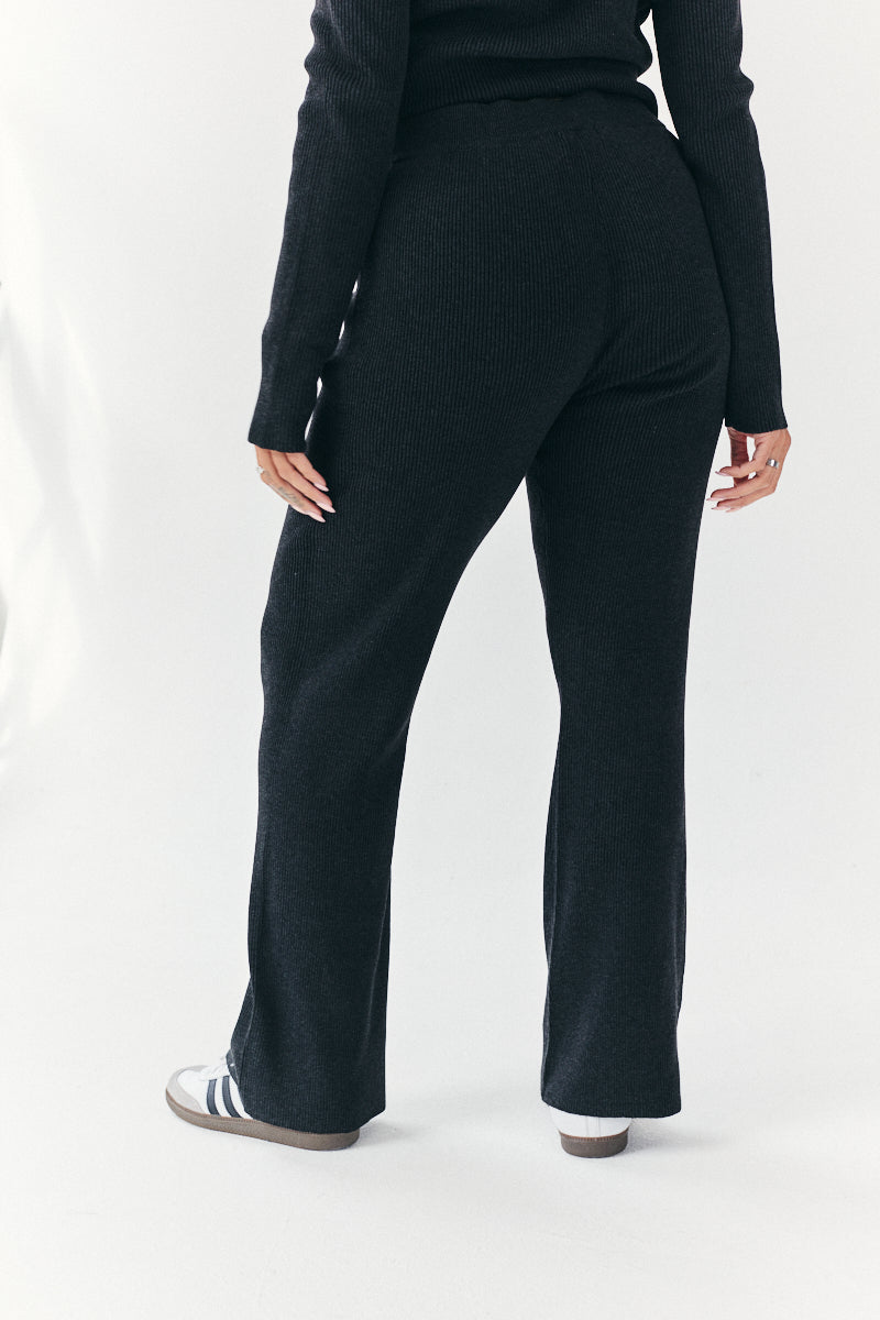 Rib Knit Co-Ord Flare Trouser