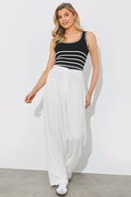 Rib Knit Scoop Neck Stripe Top