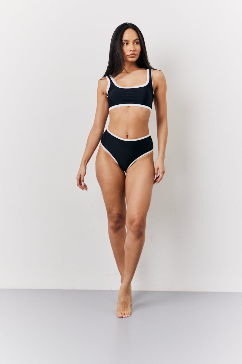 Black Scoop Neck Bikini Top
