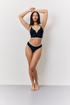 Black U Bar Swim Crop Top
