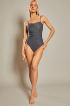 Control Micro Polka Dot Ruched Cross Over Detail Swimsuit
